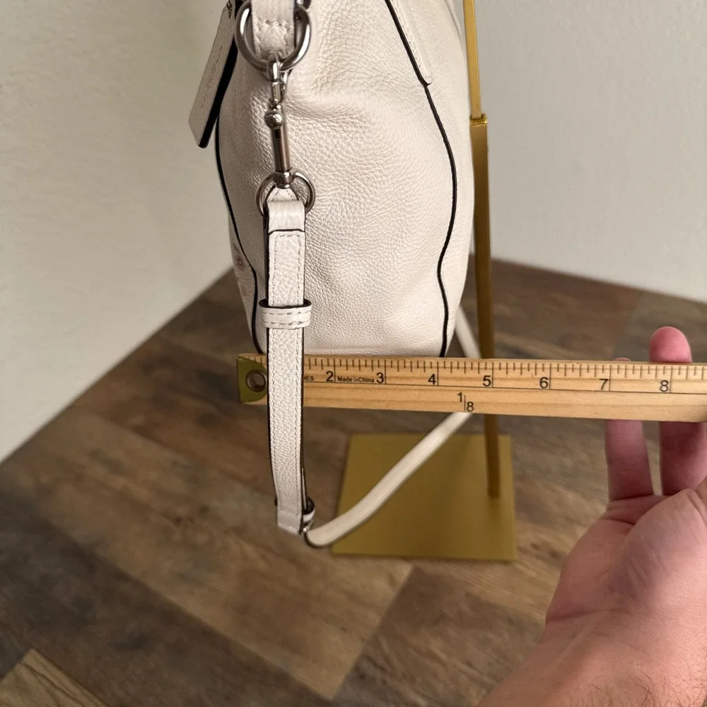 Coach Kelsey Satchel White Floral Embroidered Pebble Leather Bag F24599 - Picture 9 of 16